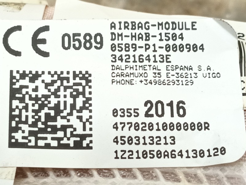 Recambio de airbag cortina delantero derecho para citroën c3 aircross ii (2r_, 2c_) 1.2 puretech 110 (2rhnzb, 2rhnzw, 2rhnpx, 2r
