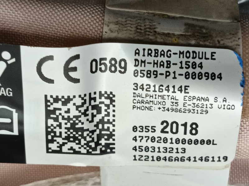 Recambio de airbag cortina delantero izquierdo para citroën c3 aircross ii (2r_, 2c_) 1.2 puretech 110 (2rhnzb, 2rhnzw, 2rhnpx, 