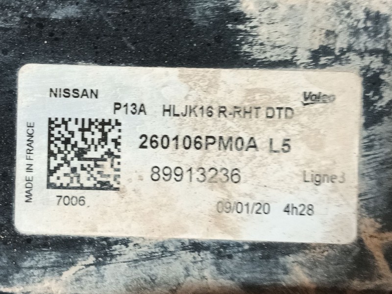 Recambio de faro derecho para nissan juke (f16_) dig-t 117 referencia OEM IAM 261206PA0A  