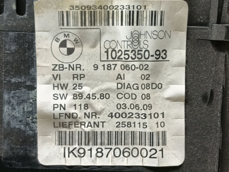 Recambio de cuadro instrumentos para bmw 3 (e90) 320 d referencia OEM IAM   