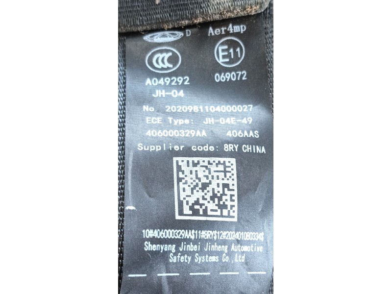 Recambio de cinturon seguridad trasero derecho para omoda omoda5 t31 referencia OEM IAM   