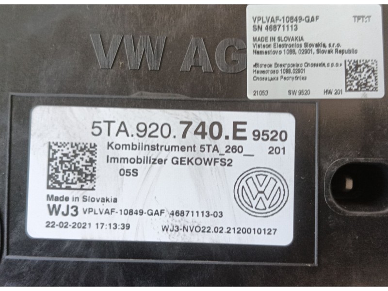 Recambio de cuadro instrumentos para volkswagen touran (5t1) 1.5 tsi referencia OEM IAM   
