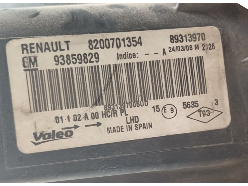 Recambio de faro izquierdo para renault trafic ii furgoneta (fl) 2.5 dci 145 (fl0j) referencia OEM IAM  8200701354 
