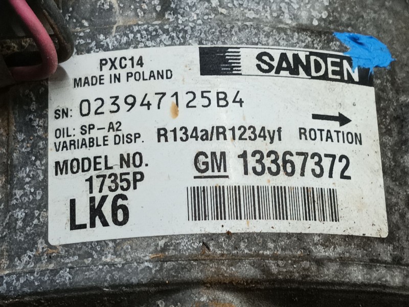 Recambio de compresor aire acondicionado para opel astra k (b16) 1.4 turbo (68) referencia OEM IAM 13427936  