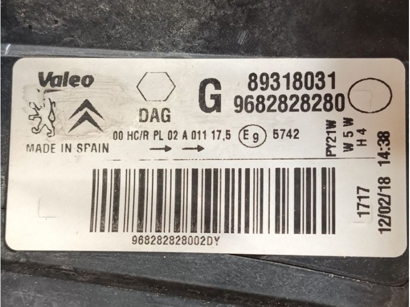 Recambio de faro izquierdo para peugeot partner tepee 1.6 bluehdi 100 referencia OEM IAM  89318031 