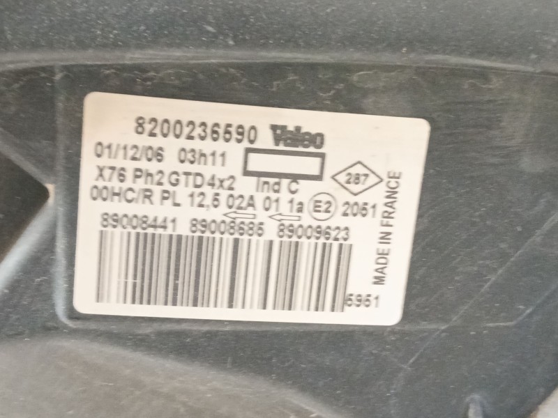 Recambio de faro izquierdo para nissan kubistar furgoneta (x76) 1.5 dci referencia OEM IAM 2606000Q1E 8200236590 