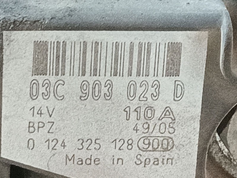Recambio de alternador para volkswagen golf v (1k1) 1.6 fsi referencia OEM IAM 3C903023DX 0124325128 
