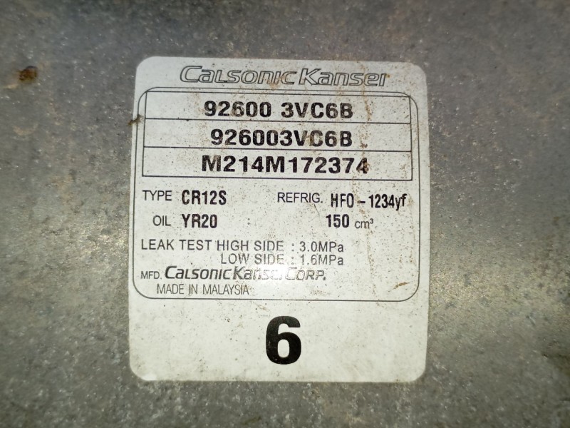 Recambio de compresor aire acondicionado para nissan note (e12) 1.5 dci referencia OEM IAM 926003VC6B 926003VC6B 