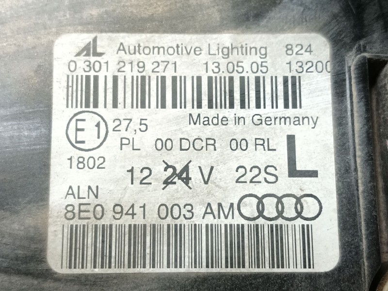 Recambio de faro izquierdo para audi a4 b7 avant (8ed) 2.5 tdi referencia OEM IAM 8E0941029AS 0301219271 