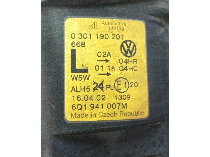 Recambio de faro izquierdo para volkswagen polo iv (9n_, 9a_) 1.4 16v referencia OEM IAM   