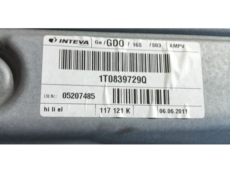 Recambio de elevalunas trasero izquierdo para volkswagen touran (1t3) 1.6 tdi referencia OEM IAM   