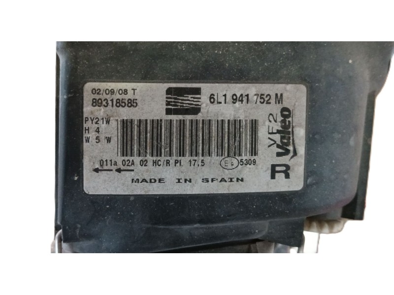 Recambio de faro derecho para seat ibiza iii (6l1) 1.2 referencia OEM IAM   