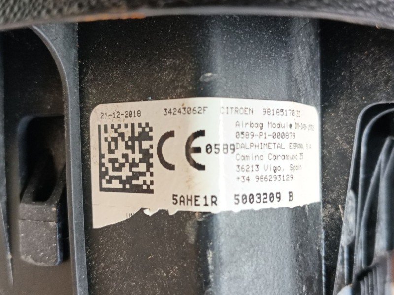 Recambio de airbag delantero izquierdo para citroën berlingo (er_, ec_) 1.2 puretech 110 referencia OEM IAM 98185170ZD  