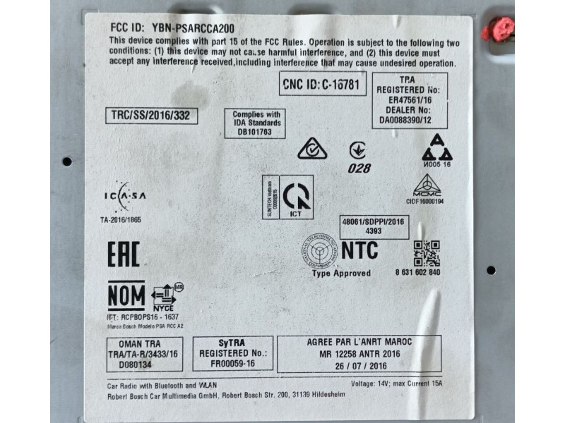 Recambio de sistema audio / radio cd para peugeot 208 i (ca_, cc_) 1.6 bluehdi 100 referencia OEM IAM   