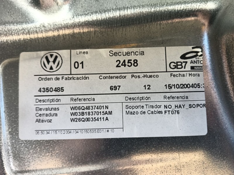 Recambio de elevalunas delantero izquierdo para volkswagen polo iv (9n_, 9a_) 1.4 16v referencia OEM IAM   