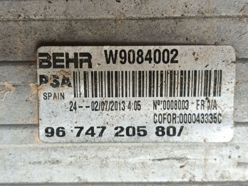 Recambio de intercooler para citroën ds5 2.0 hdi 165 referencia OEM IAM   