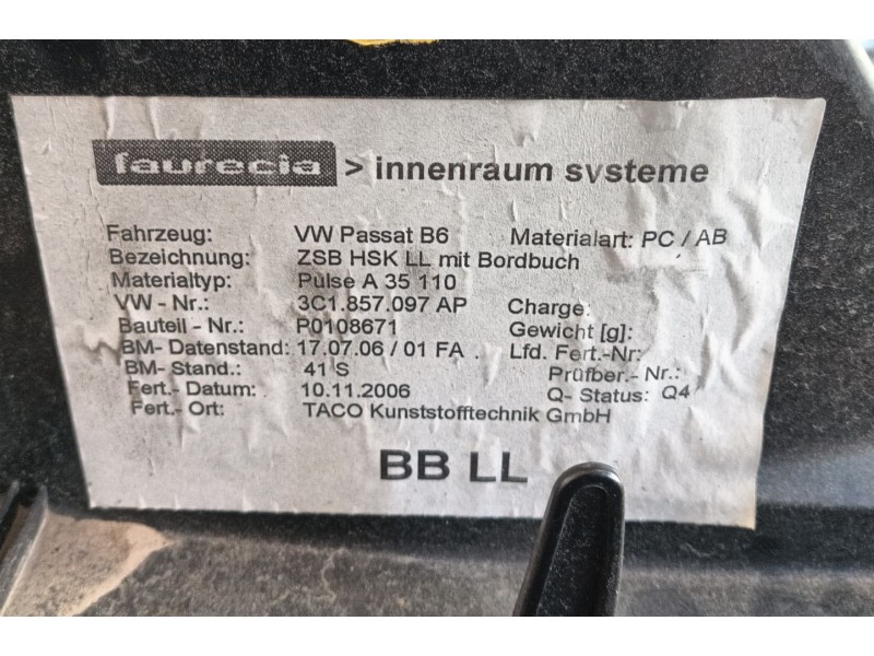 Recambio de guantera para volkswagen passat b6 (3c2) 2.0 tdi 16v referencia OEM IAM   