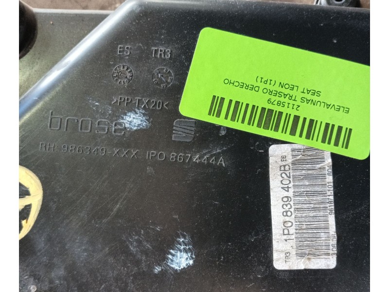 Recambio de elevalunas trasero derecho para seat leon (1p1) 1.9 tdi referencia OEM IAM   