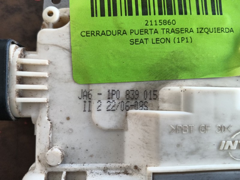 Recambio de cerradura puerta trasera izquierda para seat leon (1p1) 1.9 tdi referencia OEM IAM   