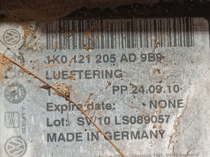 Recambio de electroventilador para volkswagen touran (1t1, 1t2) 1.9 tdi referencia OEM IAM 1K0998455A 1K0121207BC 