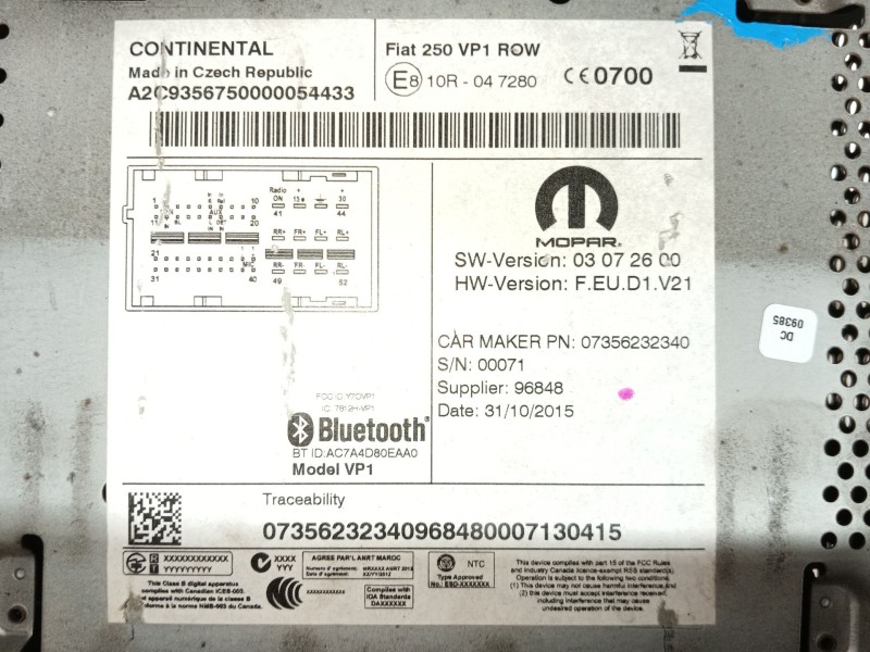 Recambio de sistema audio / radio cd para fiat ducato caja/chasis (250_) 115 multijet 2,0 d referencia OEM IAM   