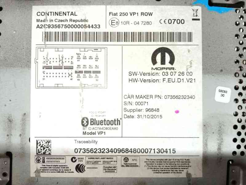 Recambio de sistema audio / radio cd para fiat ducato caja/chasis (250_) 115 multijet 2,0 d referencia OEM IAM   