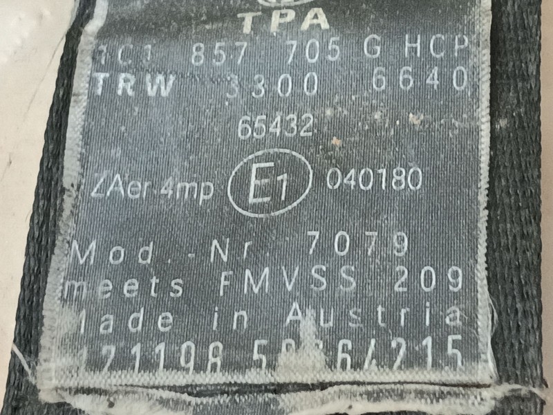 Recambio de cinturon seguridad delantero izquierdo para volkswagen new beetle (9c1, 1c1) 1.9 tdi referencia OEM IAM   