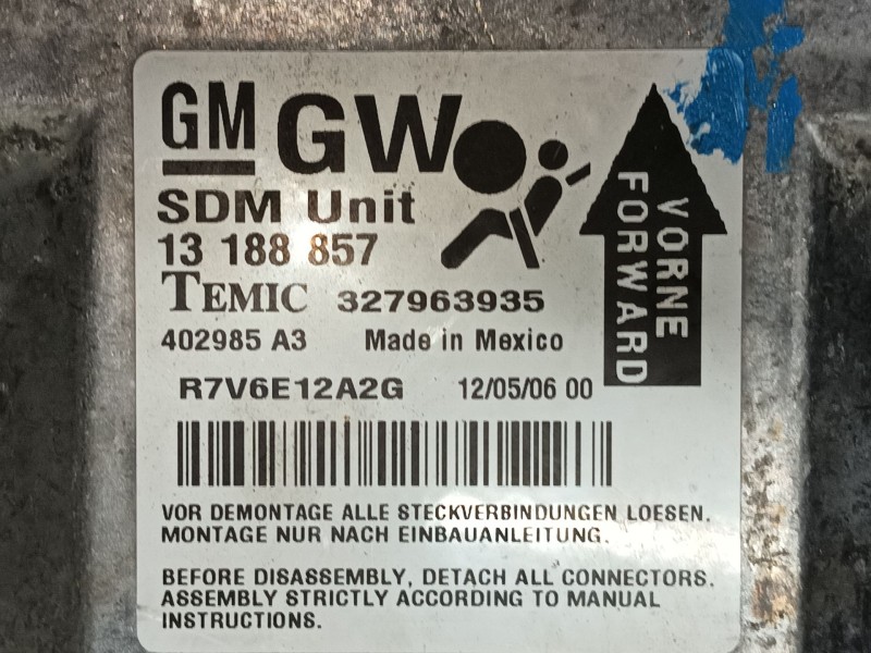 Recambio de centralita airbag para opel astra h (a04) 1.9 cdti (l48) referencia OEM IAM 93197172  