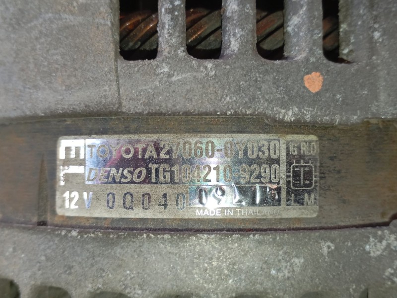 Recambio de alternador para toyota yaris (_p9_) 1.33 vvt-i (nsp90_) referencia OEM IAM  27600Y030 