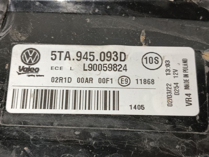 Recambio de piloto trasero izquierdo interior para volkswagen touran (5t1) 2.0 tdi referencia OEM IAM 5TA945093D L90059824 