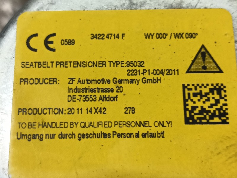 Recambio de cinturon seguridad trasero izquierdo para seat ateca (kh7, khp) 2.0 tdi referencia OEM IAM 575857805RAA 34224714F 
