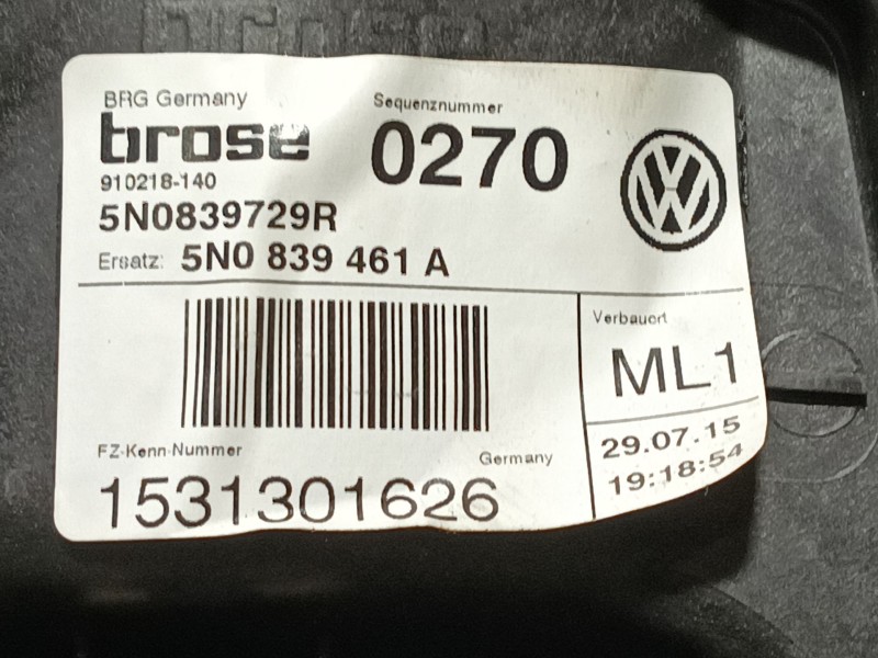 Recambio de elevalunas trasero izquierdo para volkswagen tiguan (5n_) 2.0 tdi referencia OEM IAM  5N0839729R 