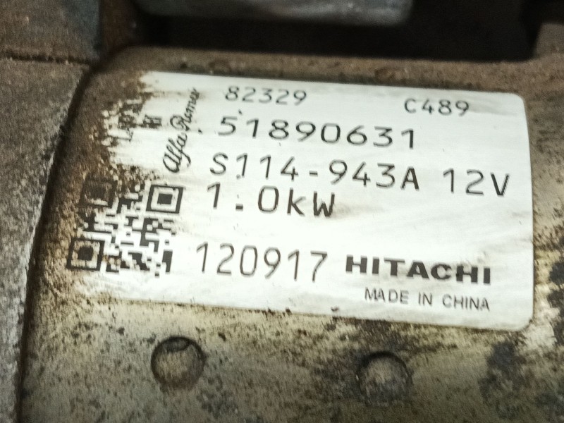 Recambio de motor arranque para fiat 500 (312_) 1.2 (312axa1a) referencia OEM IAM 51890631 S114943A 