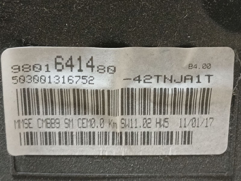 Recambio de cuadro instrumentos para peugeot partner tepee 1.6 bluehdi 100 referencia OEM IAM 9801641480  