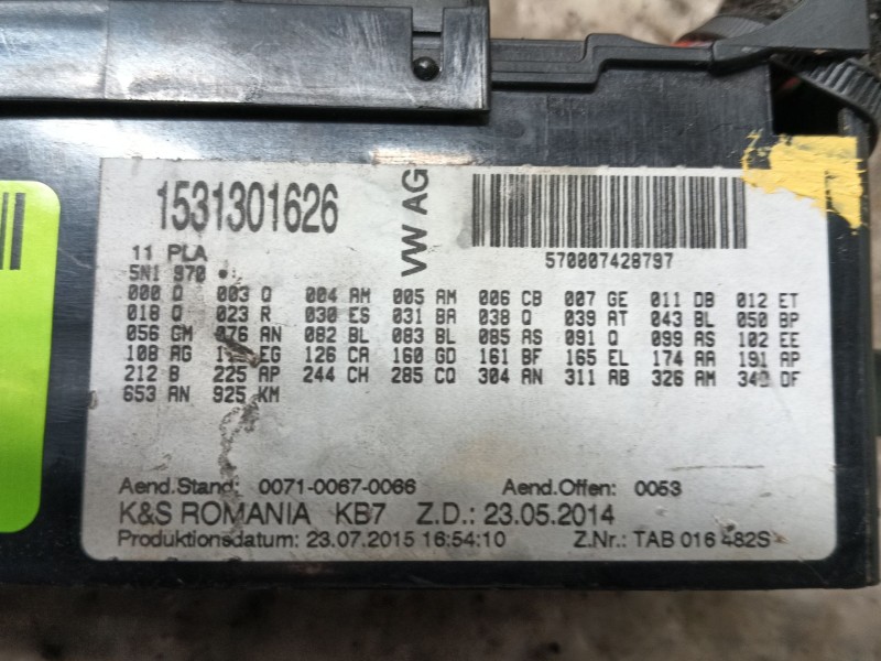 Recambio de caja reles / fusibles para volkswagen tiguan (5n_) 2.0 tdi referencia OEM IAM 000937615 1531301626 