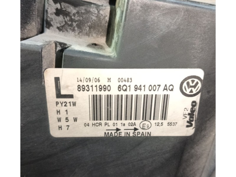 Recambio de faro izquierdo para volkswagen polo iv (9n_, 9a_) 1.4 16v referencia OEM IAM 6Q1941007AT  