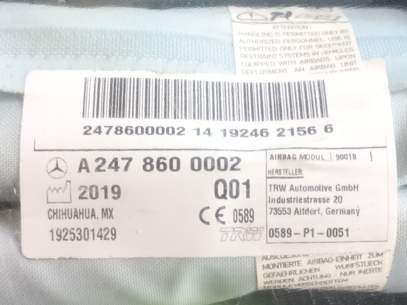 Recambio de airbag cortina delantero izquierdo para mercedes-benz glb (x247) glb 200 d (247.612) referencia OEM IAM   