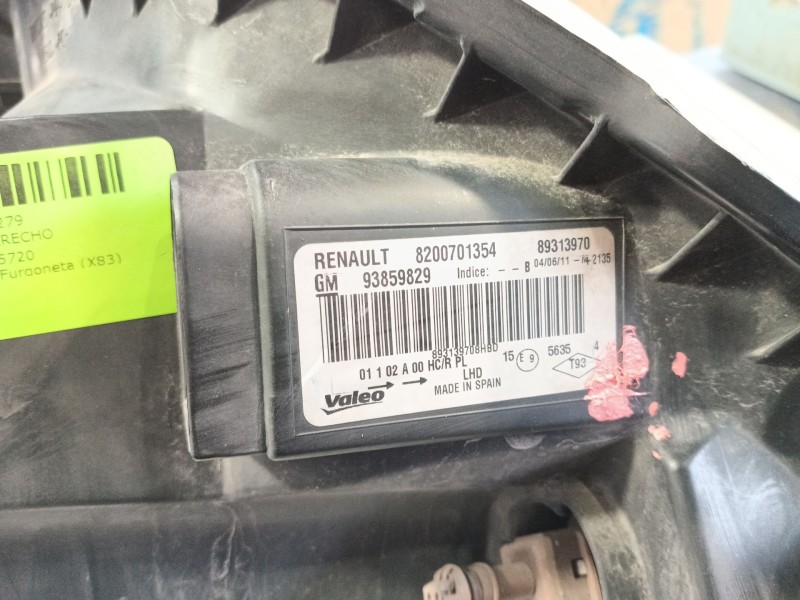 Recambio de faro derecho para opel vivaro a furgoneta (x83) 2.0 cdti (f7) referencia OEM IAM 91165720  