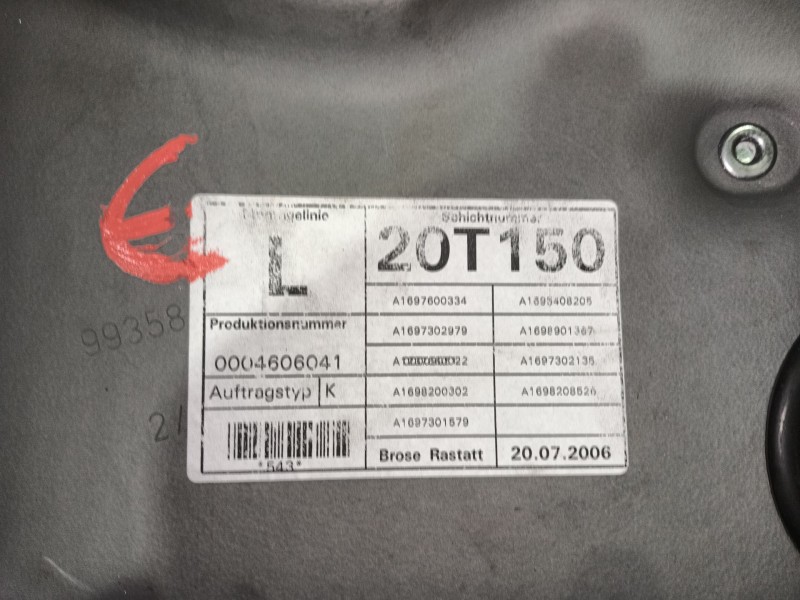 Recambio de elevalunas trasero izquierdo para mercedes-benz clase b sports tourer (w245) b 180 cdi (245.207) referencia OEM IAM 