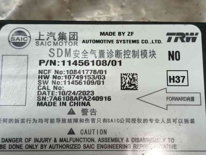 Recambio de centralita airbag para mg zs suv (azs1) 1.0 t-gdi referencia OEM IAM 11456108  