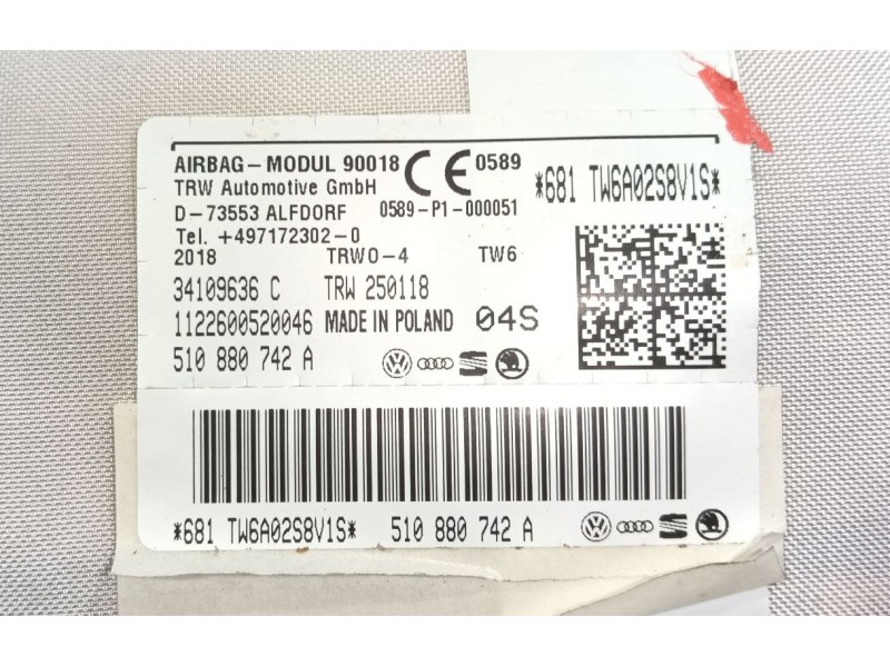 Recambio de airbag cortina delantero derecho para volkswagen golf sportsvan vii (am1, an1) 1.0 tsi referencia OEM IAM   