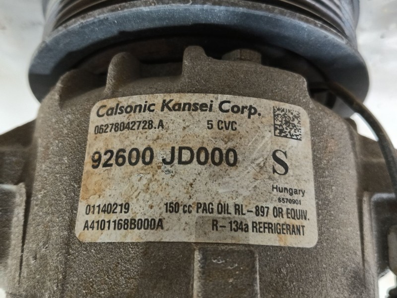 Recambio de compresor aire acondicionado para nissan qashqai i (j10, nj10) 1.6 referencia OEM IAM 92600JD000 06278042728A 