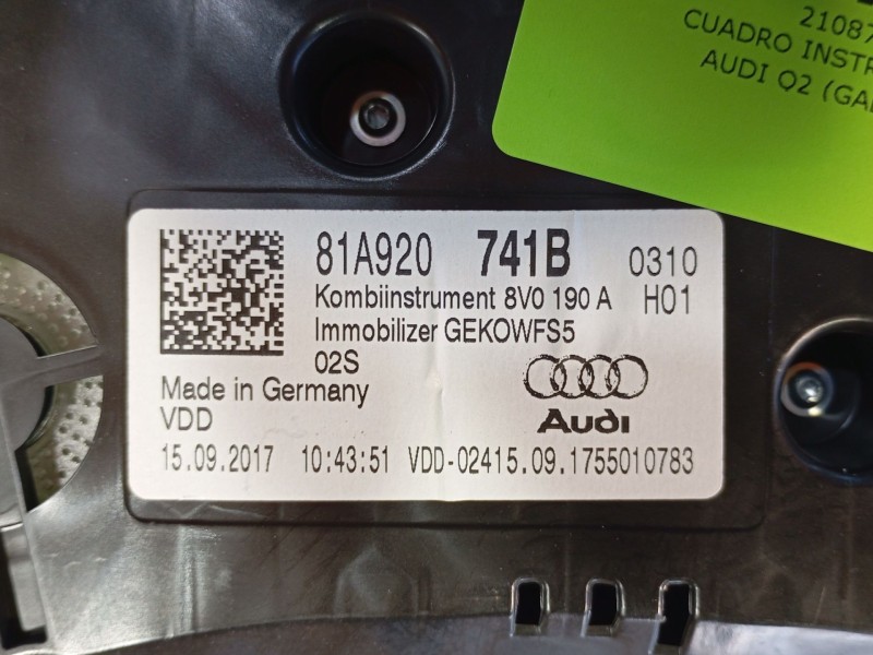 Recambio de cuadro instrumentos para audi q2 (gab, gag) 1.6 tdi referencia OEM IAM   