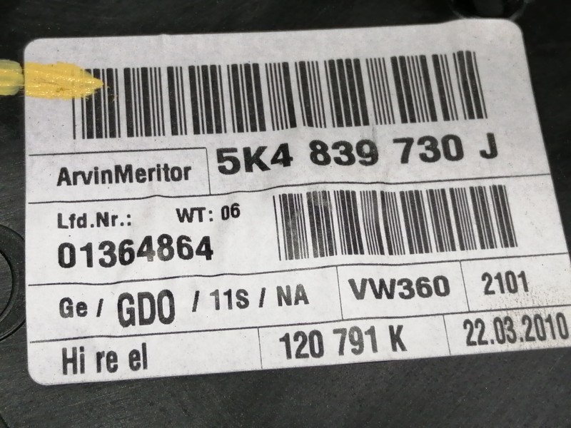 Recambio de elevalunas trasero derecho para volkswagen golf vi (5k1) advance referencia OEM IAM 5K483975 914105132 / 5K0959704C 