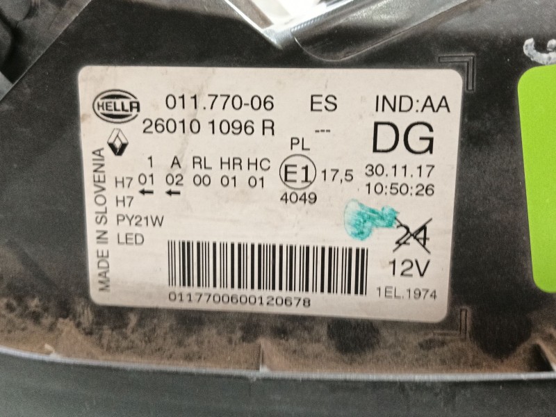 Recambio de faro derecho para renault kadjar (ha_, hl_) 1.2 tce 130 referencia OEM IAM 260105845R / 260103903R  