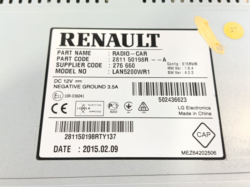 Recambio de pantalla multifuncion para renault captur i (j5_, h5_) 0.9 tce 90 referencia OEM IAM 281156367R  