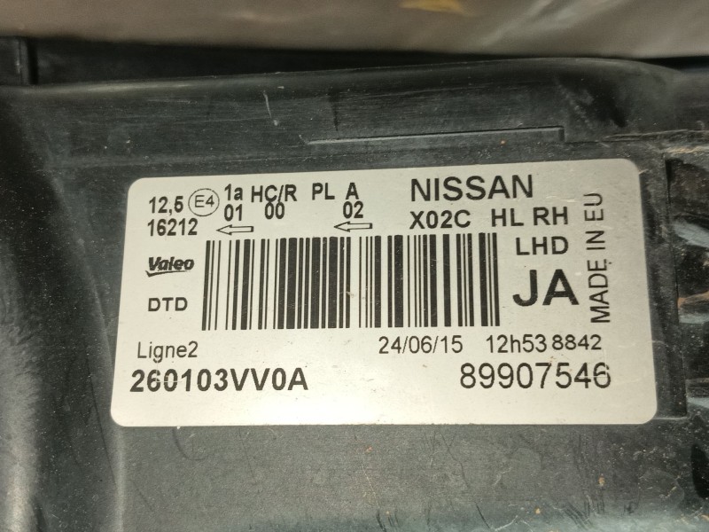 Recambio de faro derecho para nissan note (e12) 1.5 dci referencia OEM IAM 260103VV0A  