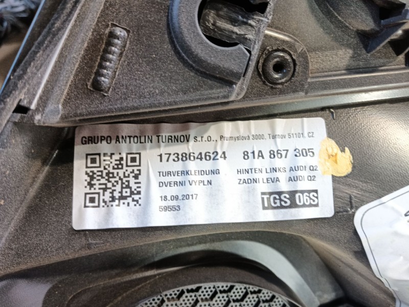 Recambio de guarnecido puerta trasera izquierda para audi q2 (gab, gag) 1.6 tdi referencia OEM IAM   