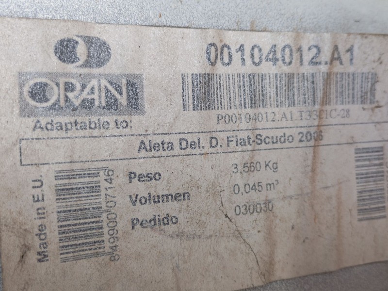 Recambio de aleta delantera derecha para citroën jumpy ii furgoneta 1.6 hdi 90 16v referencia OEM IAM 7841T8  