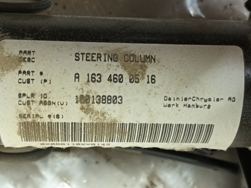 Recambio de columna direccion para mercedes-benz clase m (w163) ml 400 cdi (163.128) referencia OEM IAM 1634600516  